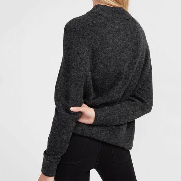 NWT EXPRESS Dark Grey Mock Neck Tunic Sweater Sz XS - Picture 2 of 13
